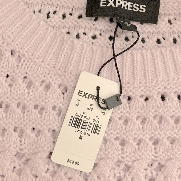 Soft Express Pastel Pink Crochet Style Sweater Cotton Blend Size Medium Gift NWT - Picture 8 of 9
